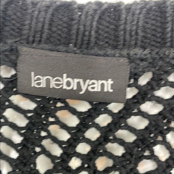 Lane Bryant Black Crochet Open Knit V-Neck Sweater with Batwing Sleeves size 2X - Picture 3 of 7